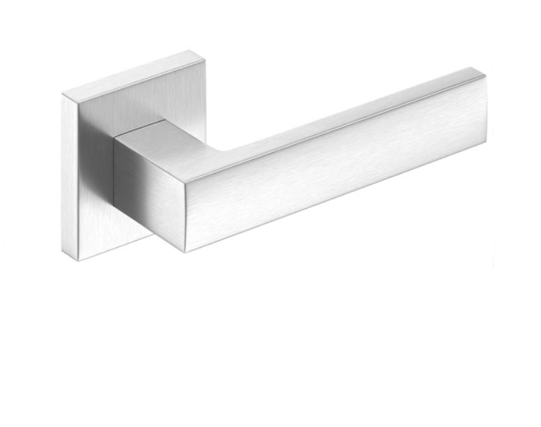Maner usa de interior, CUBE, crom satin, cu rozeta cheie [2]