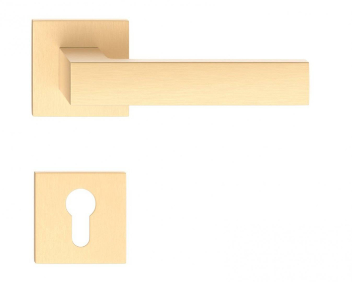 Maner usa de interior, CUBE SLIM, auriu mat, cu rozeta cilindru/butuc [1]