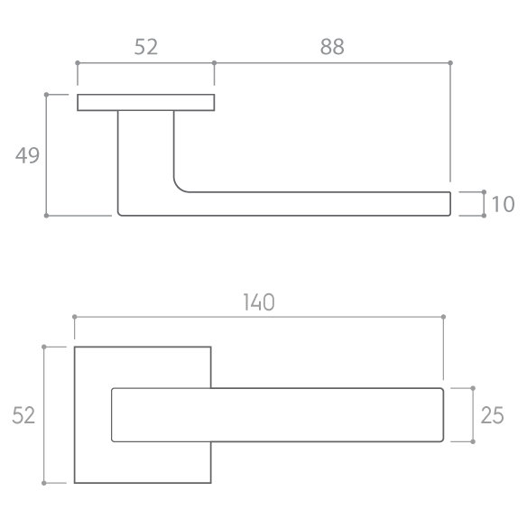 Maner usa de interior, CUBE SLIM, titan, cu rozeta cilindru/butuc [5]