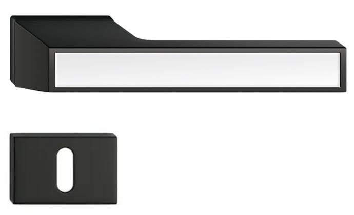 Maner usa de interior, MAXIMA CONNECT, negru decor alb mat, cu rozeta cheie [1]