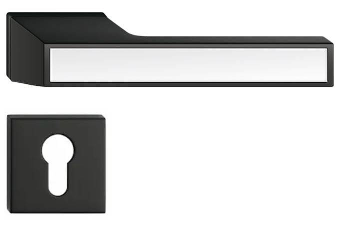 Maner usa de interior, MAXIMA CONNECT, negru decor alb mat, cu rozeta cilindru/butuc [1]