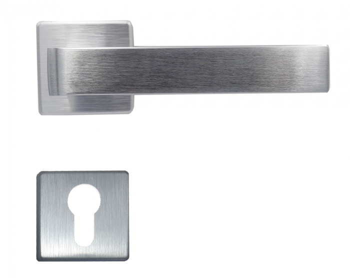 Maner usa de interior, SHELBY, crom satin, cu rozeta cilindru/butuc [1]