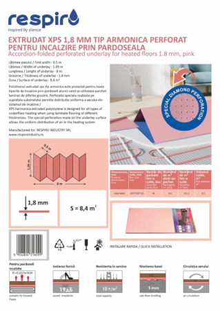 Folie parchet - Izolatie parchet RESPIRO XPS 1,8 mm roz