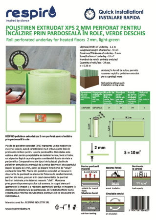 Folie parchet - Izolatie parchet RESPIRO XPS 2 mm verde