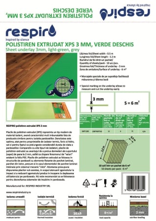 Folie parchet - Izolatie parchet RESPIRO XPS 3 mm verde deschis