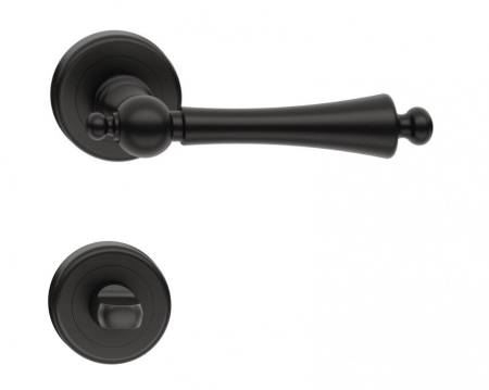 Manere - Maner usa de interior, CENTURY, negru mat, cu rozeta buton