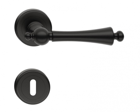 Manere - Maner usa de interior, CENTURY, negru mat, cu rozeta cheie