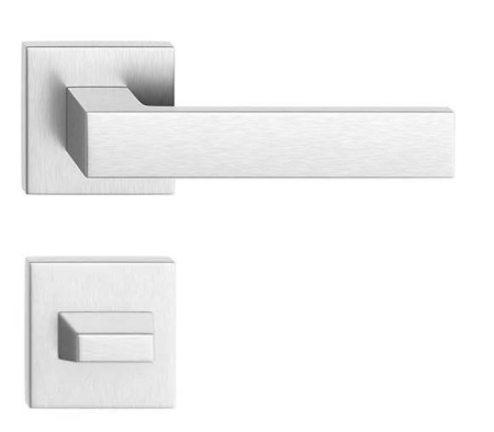 Manere - Maner usa de interior, CUBE, crom satin, cu rozeta buton