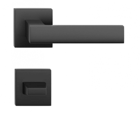 Manere - Maner usa de interior, CUBE, negru mat, cu rozeta buton