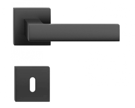Manere - Maner usa de interior, CUBE, negru mat, cu rozeta cheie