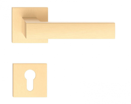 Manere - Maner usa de interior, CUBE SLIM, auriu mat, cu rozeta cilindru/butuc
