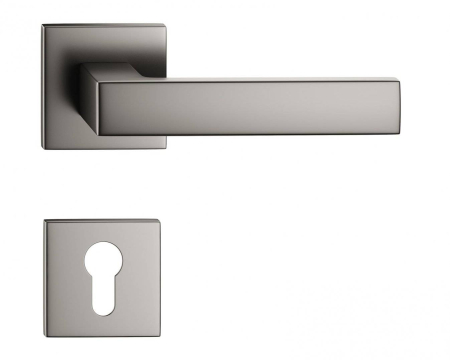 Manere - Maner usa de interior, CUBE SLIM, titan, cu rozeta cilindru/butuc
