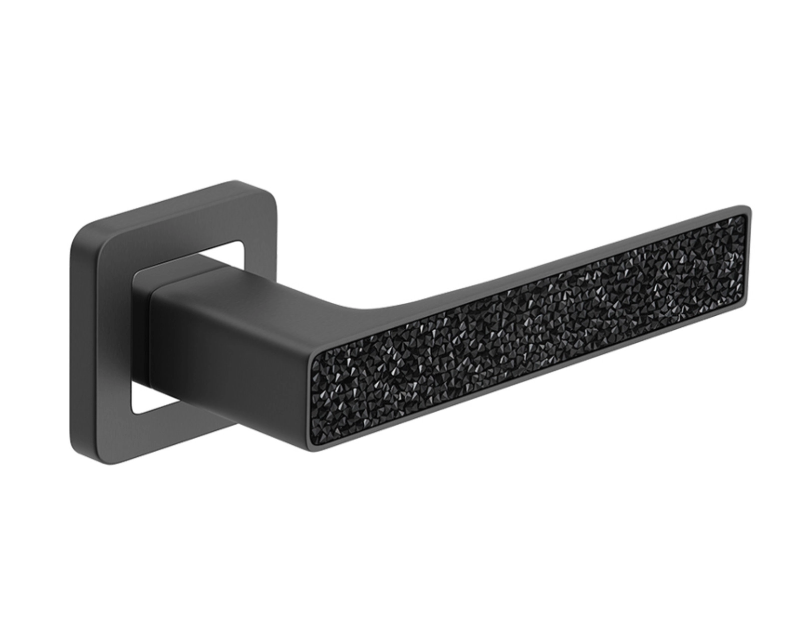Maner usa de interior, DECO, grafit cu cristale negre, cu rozeta cilindru/butuc [1]