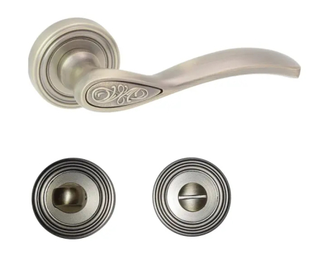 Manere - Maner usa de interior, Electra, bronz mat, cu rozeta rotunda buton