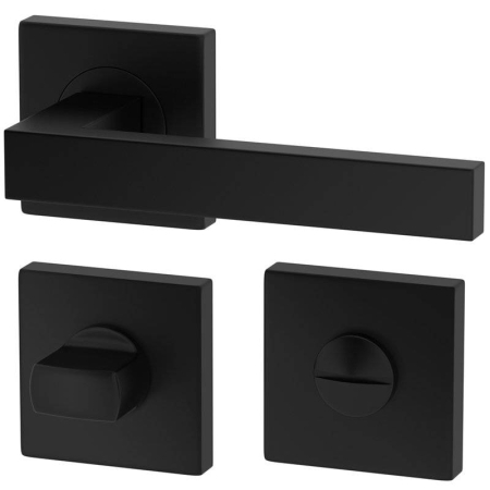 Manere - Maner usa de interior, ERGO, negru mat, cu rozeta buton