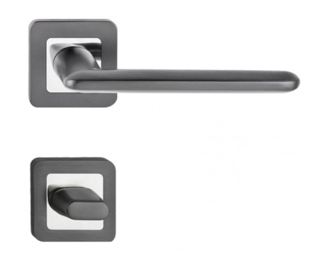 Manere - Maner usa de interior, LINE, crom grafit, cu rozeta buton