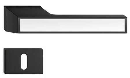 Manere - Maner usa de interior, MAXIMA CONNECT, negru decor alb mat, cu rozeta cheie
