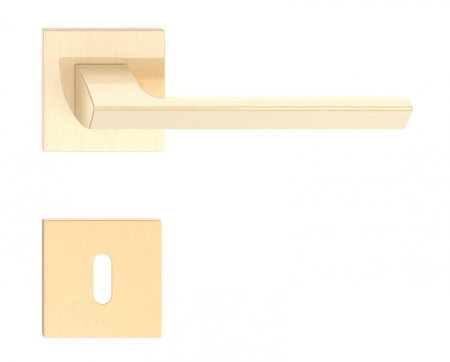 Manere - Maner usa de interior, QUANTA FIT, auriu satin lucios, cu rozeta cheie