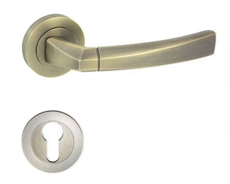 Manere - Maner usa de interior, Ramy, bronz lacuit, cu rozeta cilindru/butuc