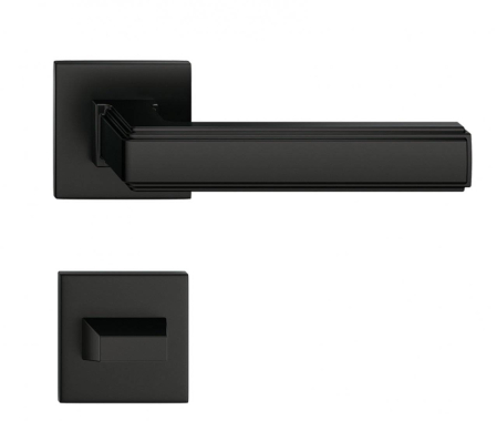 Manere - Maner usa de interior, ROYAL Q SLIM, negru mat, cu rozeta buton