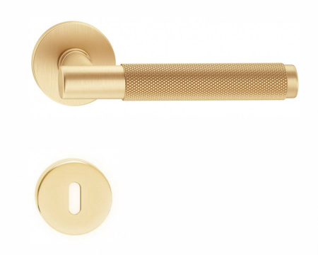 Manere - Maner usa de interior, TIME, auriu satin, cu rozeta cheie