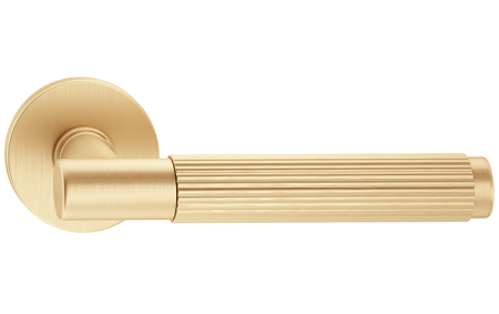 Manere - Maner usa de interior, TIME LINEAR, auriu satin, cu rozeta cilindru/butuc
