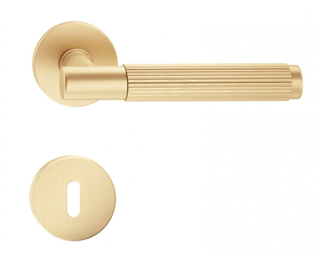 Manere - Maner usa de interior, TIME LINEAR, auriu satin, cu rozeta cheie