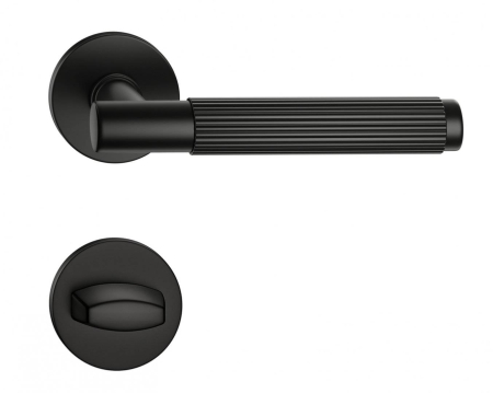 Manere - Maner usa de interior, TIME LINEAR negru mat, cu rozeta buton