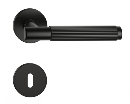 Manere - Maner usa de interior, TIME LINEAR, negru mat, cu rozeta cheie