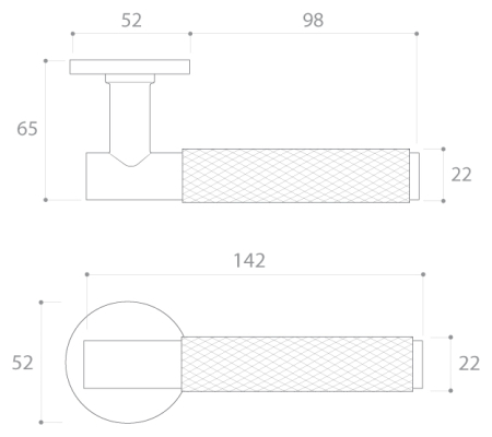 Maner usa de interior, TIME, negru mat, cu rozeta cheie [3]