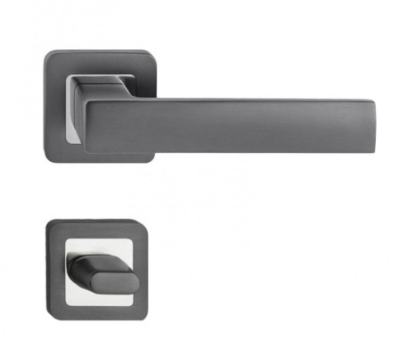 Manere - Maner usa de interior, TREND, crom grafit, cu rozeta buton