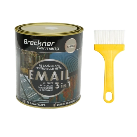  Vopsele - Vopsea alb boreal 750g  email anticoroziva 3 in 1 pentru metal, direct pe rugina, pe baza de apa