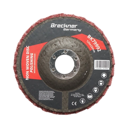 Scule, unelte - Disc abraziv lamelar netesut 125x22mm, granulatie medie pentru polisare si finisare Breckner Germany