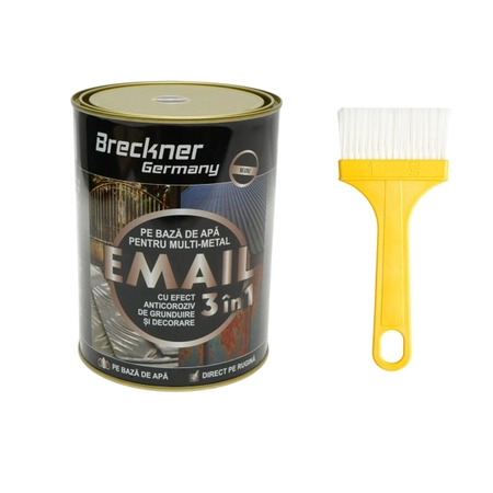  Vopsele - Vopsea negru 2000g email anticoroziva 3 in 1 pentru metal, direct pe rugina, pe baza de apa
