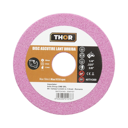 Scule, unelte - Disc ascutire lant drujba 100x23x3.2mm, viteza 9550rpm THOR