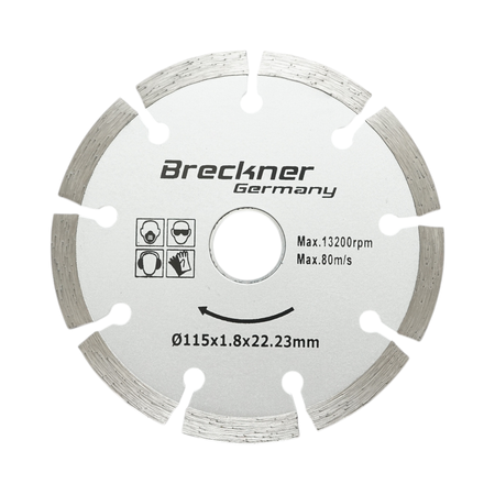 Scule, unelte - Disc diamantat segmentat 115x1.8x22.23mm, taiere uscata pentru beton, piatra, caramida Breckner Germany