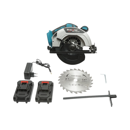 Scule, unelte - Fierastrau circular de mana 1000W cu 2 baterii litiu 21V/1.5Ah, disc 185mm, taiere unghi 0-45°, turatie 3900rpm Breckner Germany