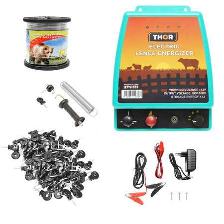 Gard Electric - Kit complet gard electric pentru ursi si mistreti 4.8 Joule, 12/220V, lungime sarma 1000m Breckner Germany