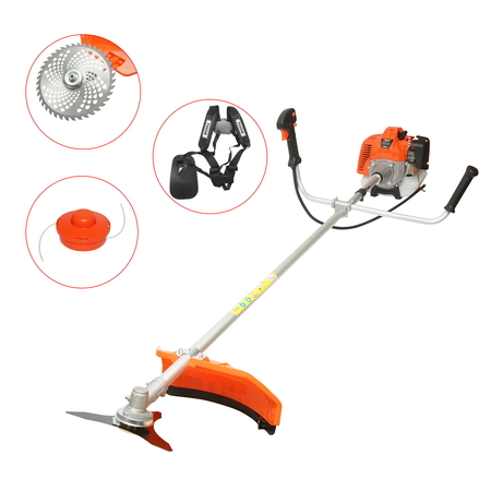 Scule, unelte - Motocoasa pe benzina 3.4CP, 2T 43cc, turatie 7500rpm, disct 3T/40T, tambur fir, kit accesorii incluse THOR