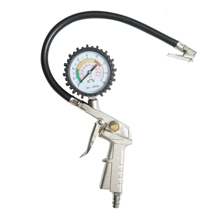 Vulcanizare - Pistol umflat roti cu furtun si manometru mecanic cu protectie de cauciuc