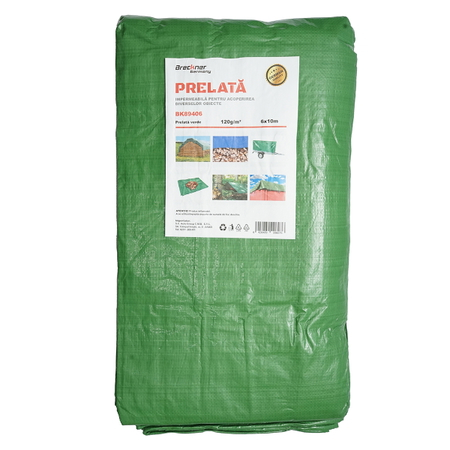 Scule, unelte - Prelata cu ochiuri de prindere 120g/m2 verde 6x10m Breckner Germany