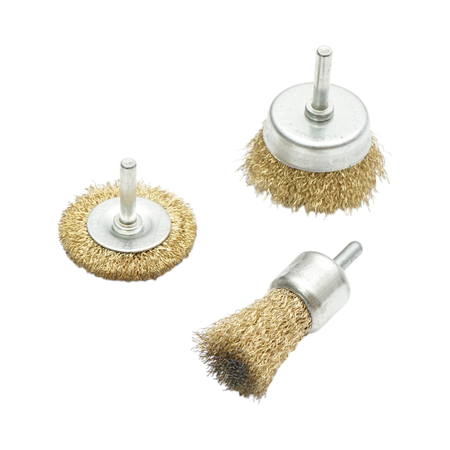 Scule, unelte - Set 3 perii sarma circulare 50mm, cupa 50mm, pensula 25mm, tija 6mm, max. 4500rpm Breckner Germany