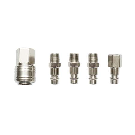 Vulcanizare - Set 5 cuple rapide 1/4 pentru furtunuri aer comprimat si scule pneumatice Breckner Germany