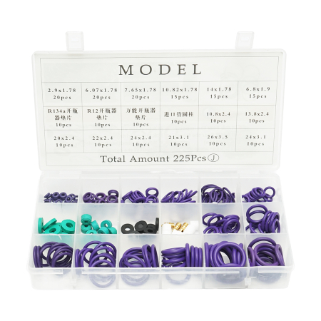 Accesorii - Trusa O-ring mov pentru sistem de aer conditionat R12, R134a 225 piese