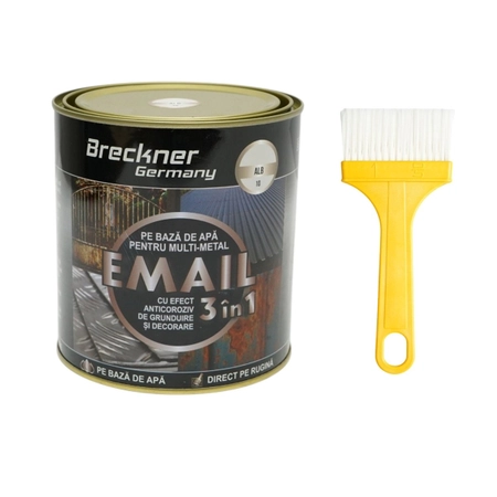  Vopsele - Vopsea alb 10 750g email anticoroziva 3 in 1 pentru metal, direct pe rugina, pe baza de apa