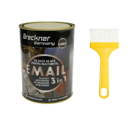  Vopsele - Vopsea  negru mat 2000g email anticoroziva 3 in 1 pentru metal, direct pe rugina, pe baza de apa