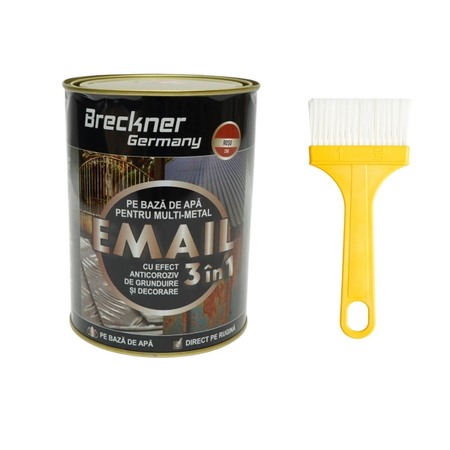  Vopsele - Vopsea rosu 250 email anticoroziva 3 in 1 pentru metal, direct pe rugina, pe baza de apa