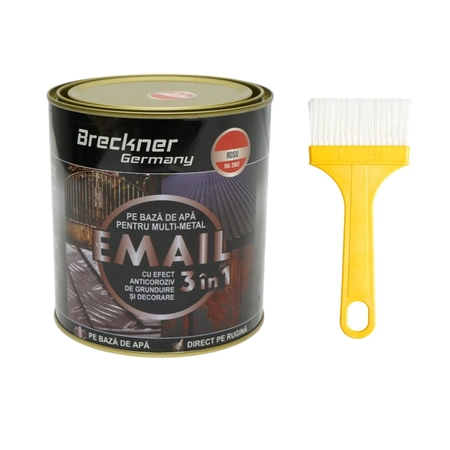  Vopsele - Vopsea  rosu RAL 2002 750g  email anticoroziva 3 in 1 pentru metal, direct pe rugina, pe baza de apa