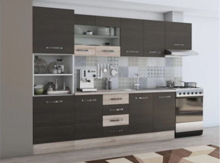 Bucatarie Karina 2.8m Alb&Wenge&Sonoma [2]