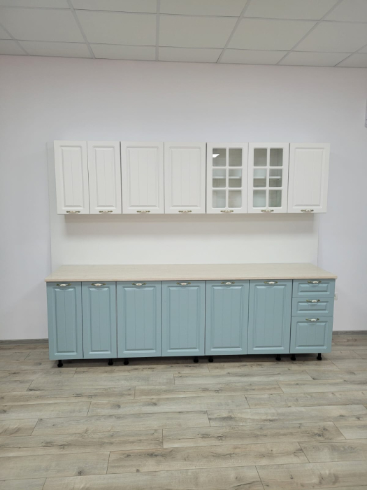 Bucatarie Modena 2.6m alb/bleu MDF [5]